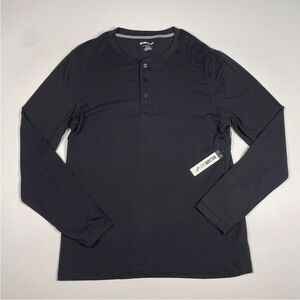 William Rast Shirt Men’s Large Black Long Sleeve Henley Tee NEW